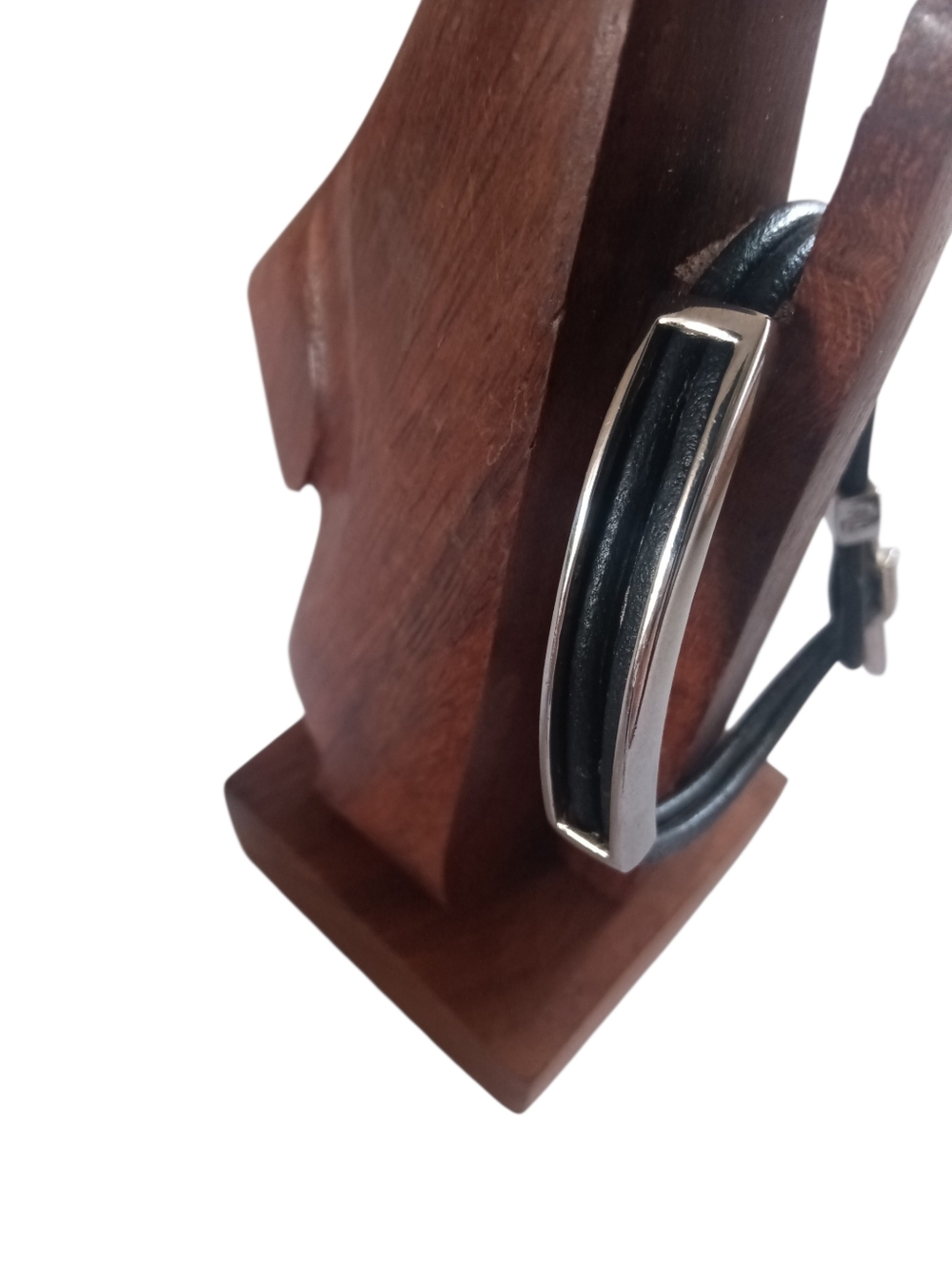 Ralph Lauren Black Leather Silver Toggle Bracelet Great condition